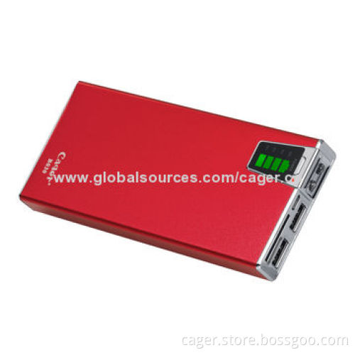 Cager 12,500mAh Portable Mobile Phone Charger with SD Card Function, 20*70*116mm Size